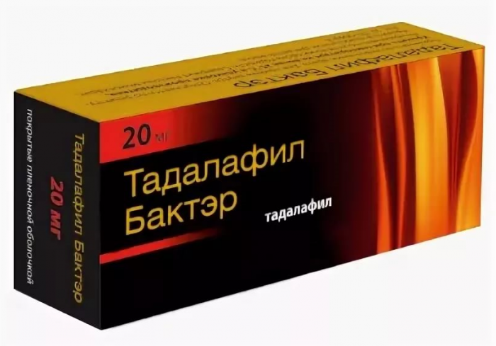Тадалафил Бактэр таб. п/о 20мг №1 -